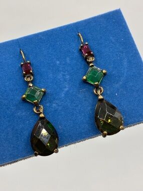 NIB 2007 Avon Geometric Linear Multi-Stone Dangle Earrings